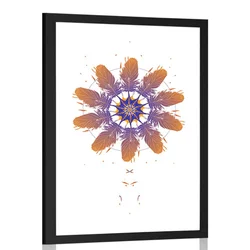 Plakat s paspartujem igriva abstrakcija s peresi - 20x30 silver