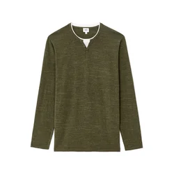 Moški pulover s henley ovratnikom