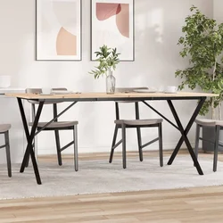 Blagovaonski stol X-oblika 180x90x75 cm od borovine i čelik