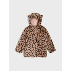 Sinsay - Čupavi kaput sa leopard dezenom i ušima - BEŽ