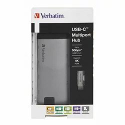 VERBATIM USB-C Multiport Hub USB-C/2xUSB3.0/HDMI (4K)/RJ45/SD/mSD adapter
