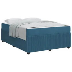 Vidaxl Konstrukcija postelje z vzmetnico Modra 160 x 200 cm blago