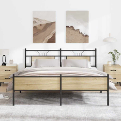 vidaXL Kovinski posteljni okvir brez vzmetnice sonoma hrast 160x200 cm