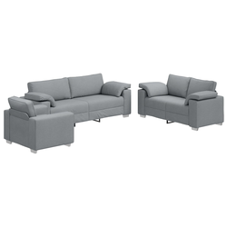 Sofa 3 pcs Svijetlo siva 219 x 80 x 82 cm Platnasta tkanina