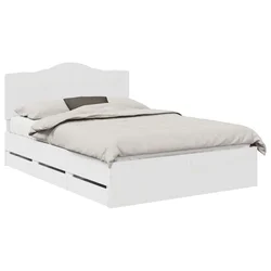 Vidaxl Konstrukcija postelje Bela 150 x 200 cm Inženirsko leseno