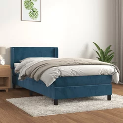 Greatstore Box spring postelja z vzmetnico temno modra 90x200 cm žamet