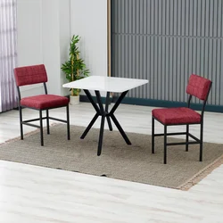 HANAH HOME Set Trpezarijski sto i 2 stolice Dubai Burgundy White