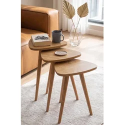 Hanah Home Set uklopivih stočića, 3 komada, Krem