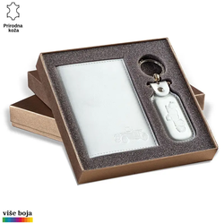 Princ Leather Poklon set, Privezak i futrola za dokumenta, Beli