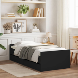 vidaXL Posteljni okvir s predali črn 75x190 cm