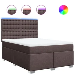 Vidaxl Box spring postelja z vzmetnico temno rjava 160x200 cm blago