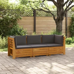 Set vanjskih sofa s jastukom 3 Komad Smeđa Čvrsto drvo akacije
