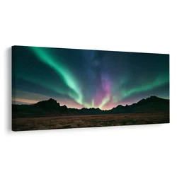 Slika barvita aurora nad pokrajino - 120x60