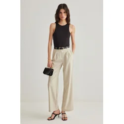 Trendyol Grey Wide Leg Pleated Woven Trousers