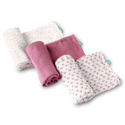 KOALA BABYCARE Set muslinskih tetra pelena za bebe Soft Touch 80x80 3/1 roze
