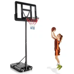 Košarkarski koš nastavljiv po višini 130 - 305 cm, s stojalom in 2 kolesoma, črn