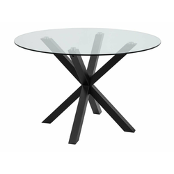 Miza Oakland 1028 Črna, 76cm, Kaljeno steklo, Kovina