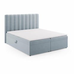 Svetlo modra boxspring postelja s prostorom za shranjevanje 180x200 cm Gina – Milo Casa