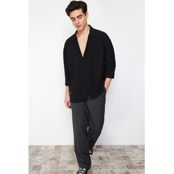 Trendyol Black Oversize Fit Wide Collar Shirt
