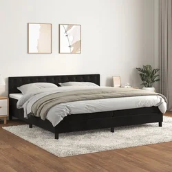 vidaXL Box spring postelja z vzmetnico črna 200x200 cm žamet