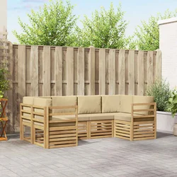 Sekcijska garnitura 6 pcs Bijela i bež 245 x 126,5 x 73 cm