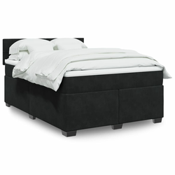 vidaXL Box spring postelja z vzmetnico črna 160x200 cm žamet