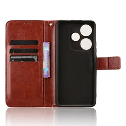GS Preklopni ovitek za Xiaomi Poco F6, denarnica Crazy Horse, rjava