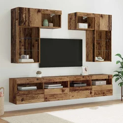 TV zidne jedinice Zidne 6 pcs Crni hrast Konstruirano drvo