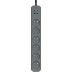 TRACER Produzni kabl 1.8m 6 uticnica sa prenaponskom zastitom i prekidacem grafit TRALIS47025