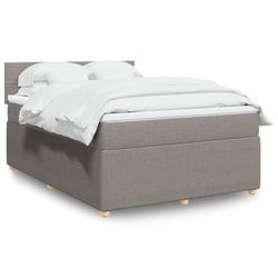 vidaXL Box spring postelja z vzmetnico taupe 140x190 cm blago