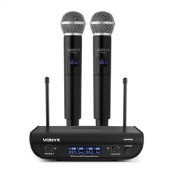 Vonyx WM82 Digital, 2-kanalni sustav UHF bežičnih mikrofona, 2 x ručni mikrofon, 50 m, crni