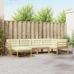 Set vanjskih sofa s jastukom 5 pcs Bijela i krem Poliester