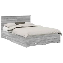 Vidaxl Konstrukcija postelje Siva Sonoma 135 x 190 cm Konstruiran les