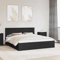Krevetna konstrukcija Crna 200 x 200 cm Inženjersko Drvo