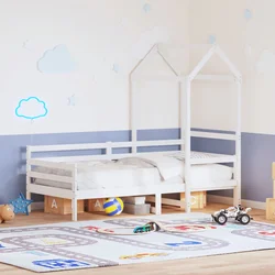 Dnevni krevet s krovom bez madraca bijeli 80x200 cm masivno drvo
