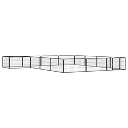 Ograda za pse s 16 panela crna 100 x 50 cm čelik obložen prahom