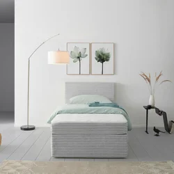P & B POSTELJA Z VZMETNICO 100 cm  x 200 cm , les, tekstil srebrne barve