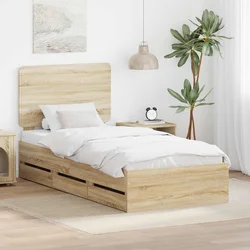 vidaXL Konstrukcija postelje s predalom Sonoma hrast 75 x 190 cm