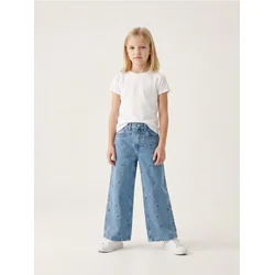 Sinsay - Wide leg teksas pantalone sa vezenim cvetovima - šareno