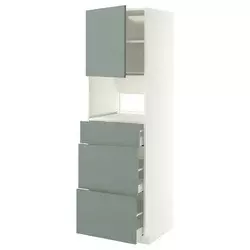 METOD / MAXIMERA Visoki element za ugradne uređaje, bela/Nickebo mat sivozelena, 60x60x200 cm