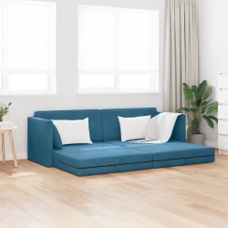 Podni kauč na razvlačenje Plava 213 x 70 x 77 cm Baršun