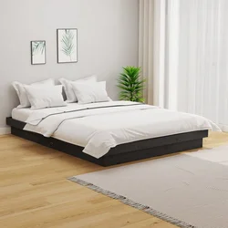 Okvir za krevet od masivnog drva sivi 135 x 190 cm bračni