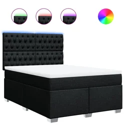Vidaxl Box spring posteljni z vzmetnico črn 140x190 cm blago