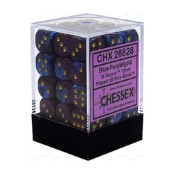Kockice Chessex - Gemini - Blue-Purple & Gold - Dice Block 12mm (36)