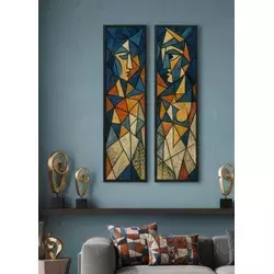 Wallity Dekorativne uramljene slike na platnu, 25x100cm, 2 komada, Šarene