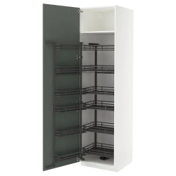 METOD Visoki element s izvlačnim fiokama, bela/Nickebo mat sivozelena, 60x60x220 cm