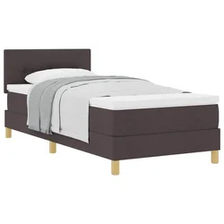 Vidaxl Postelja z vzmetnico z blazino Temno rjava 90 x 190 cm blago