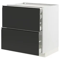 METOD / MAXIMERA Pod.orm.2front/2dnj/1srd/1vis.fiok, bela/Upplöv boja antracita, mat, 80x60 cm