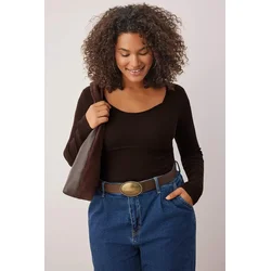 Trendyol Curve Ženska bluza Tbbaw26Af00057, Braon