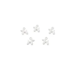 Kovinski obesek mini pes 8x10 mm - bel (5 kosov)
